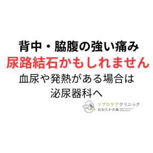 尿路結石の症状|背中・脇腹の痛みと血尿は泌尿器科へのアイキャッチ画像